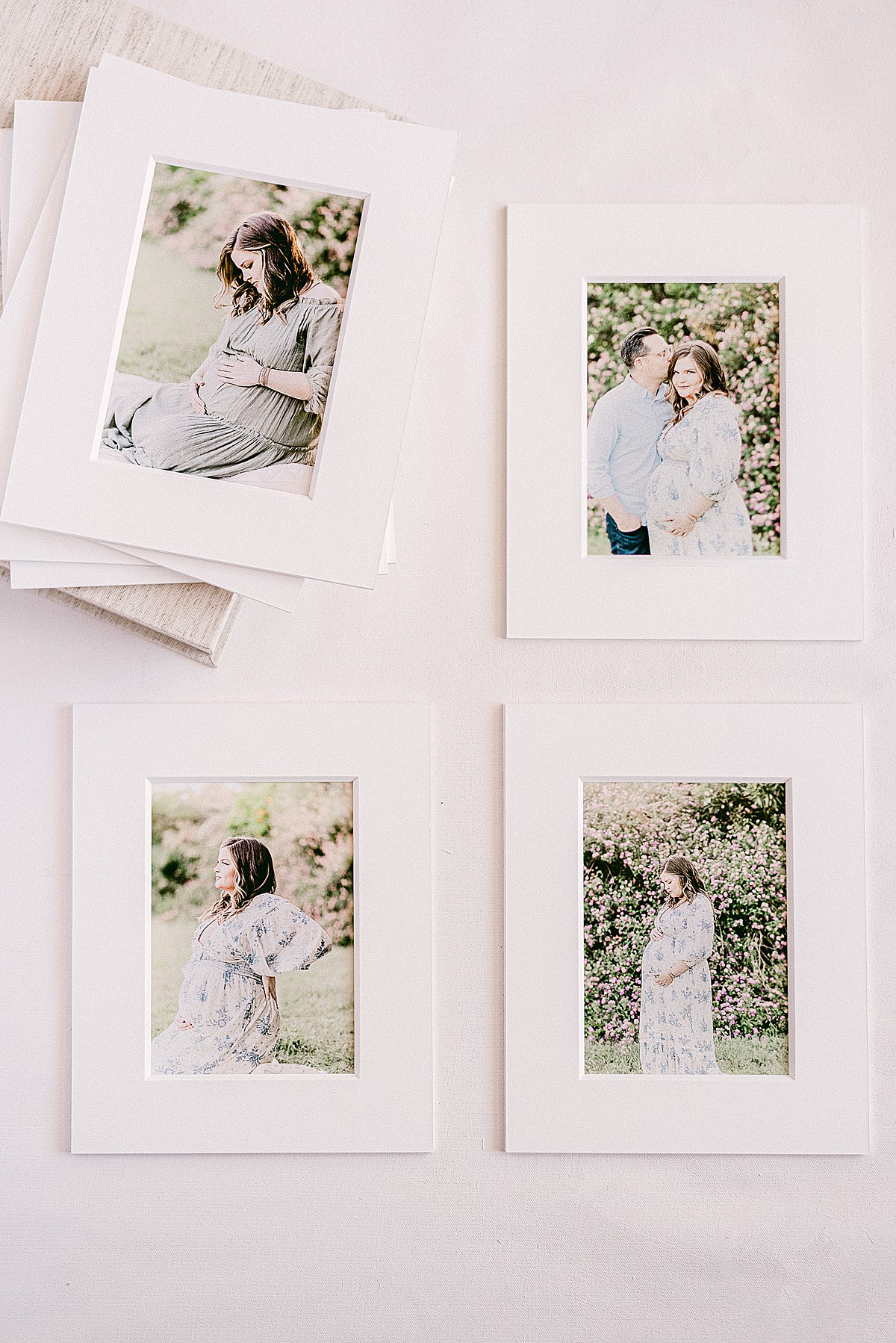 compilation of matted prints of maternity photoshoot for gallery wall design by scottsdale az photographer