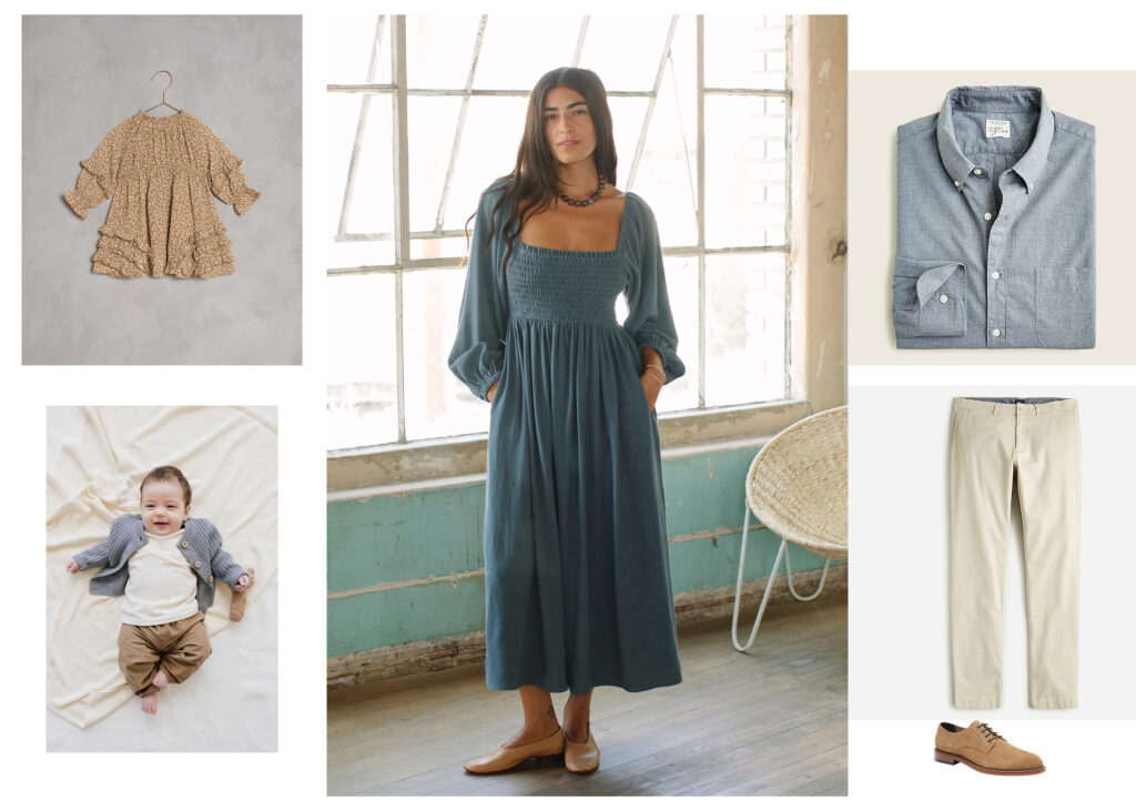 Blue and gold color palette for perfect outfits for your fall family photos